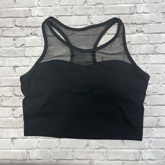 KIAVA Black Sweetheart Swim Tank Top w/Built In Bra Mesh Racerback Women’s Small - Picture 9 of 9